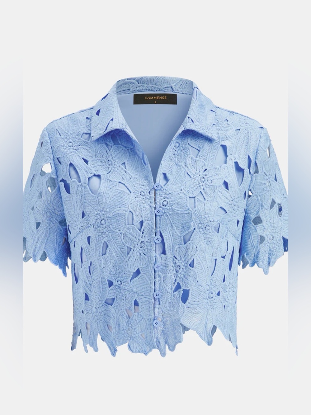 NWT Commense Light Blue Cut out Button-Front Top and Shorts set - XS - Picture 4 of 7